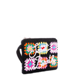 Pouch Parisienne crochet nera con ricamo Saint Barth