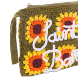 Pouch Parisienne all'uncinetto con ricamo girasole