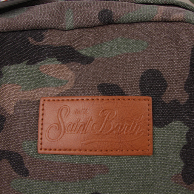 Military green camouflage canvas backpack