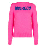 Gebürsteter Pullover für Damen in Neonrosa mit Adorooo-Print