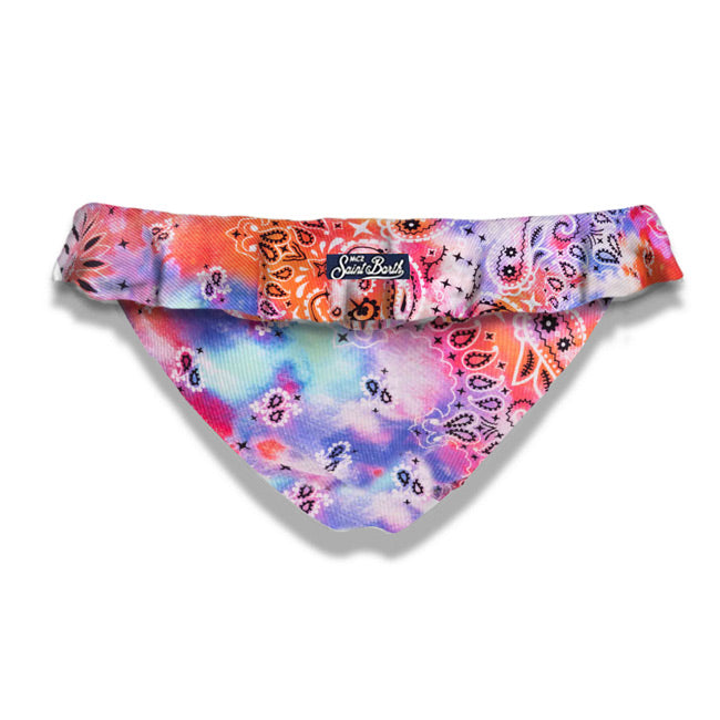 Girl ruffled swim briwfs with bandanna print