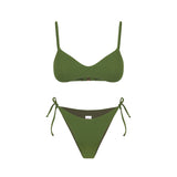 Gerippter Bralette-Bikini für Damen im Military-Stil