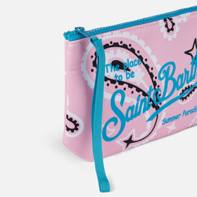 Aline scuba pochette with pink paisley print
