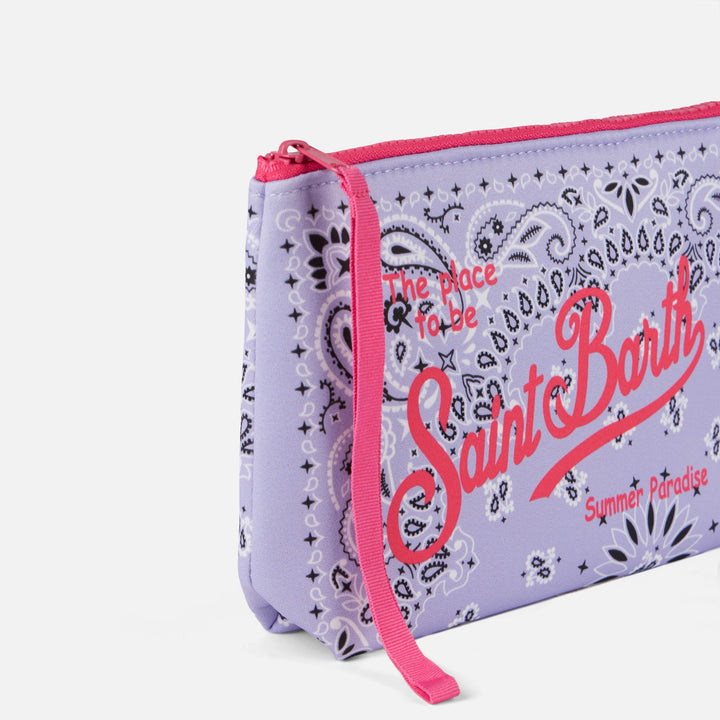 Aline lilac bandanna scuba pochette