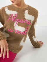 Maglia da donna garzato con Alpaca e ricamo Alpaca is cool