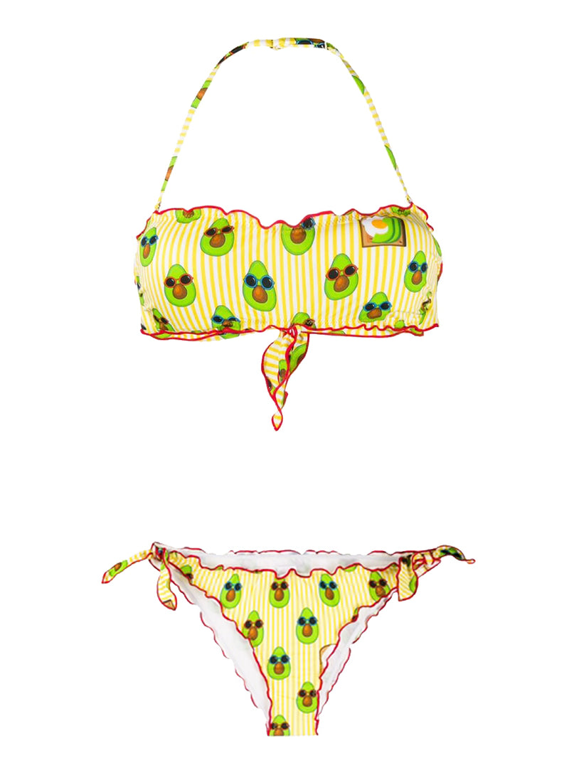 Woman bandeau bikini with avocado print