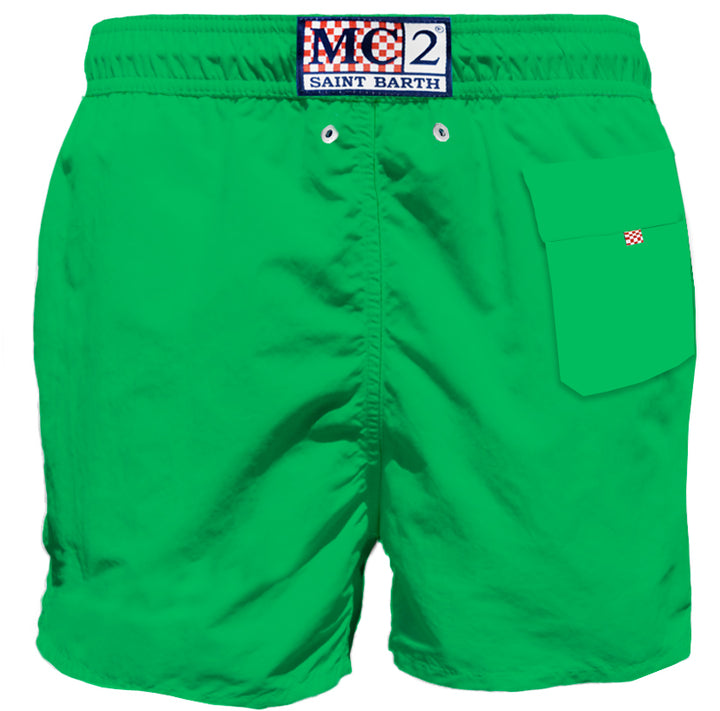Costume da bagno verde da uomo con taschino