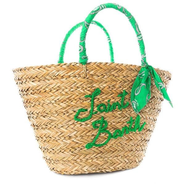 Woman straw bag with embroidery