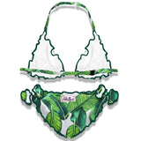 Bikini da bambina a triangolo con stampa tropicale