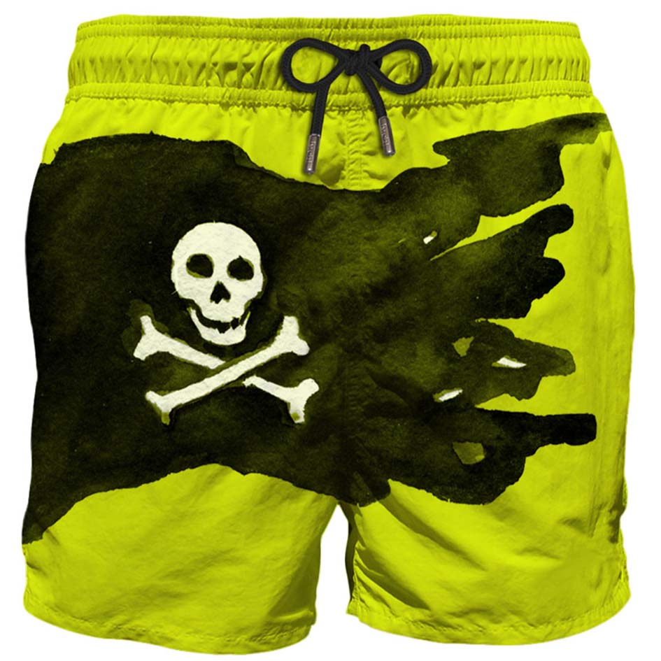 Mittellange Badeshorts mit Totenkopf-Flaggenprint