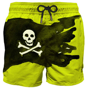 Mittellange Badeshorts mit Totenkopf-Flaggenprint