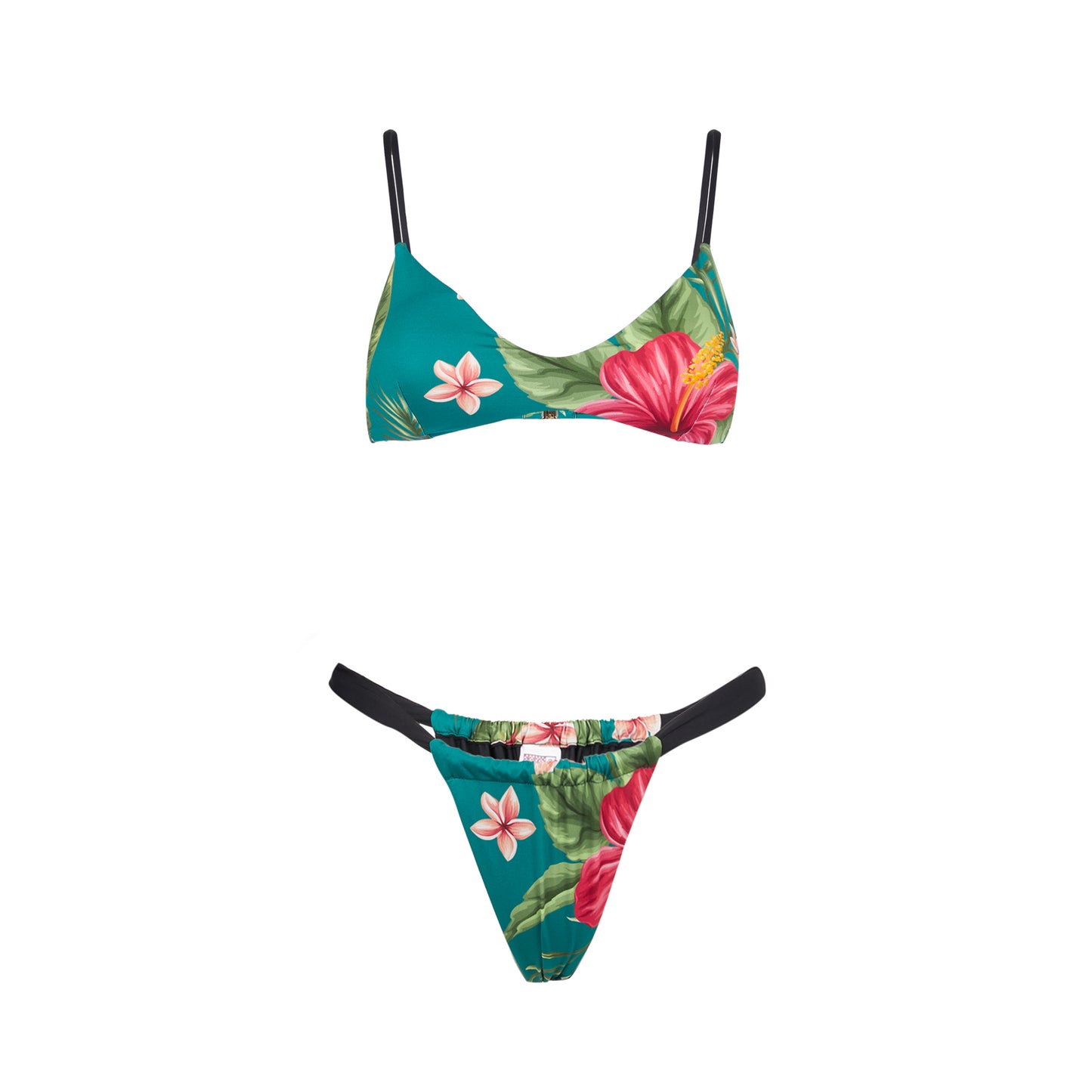 Bikini da donna a fascia con stampa tropicale