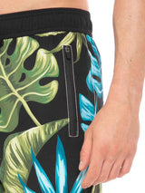 Tropical print swim shorts surf style