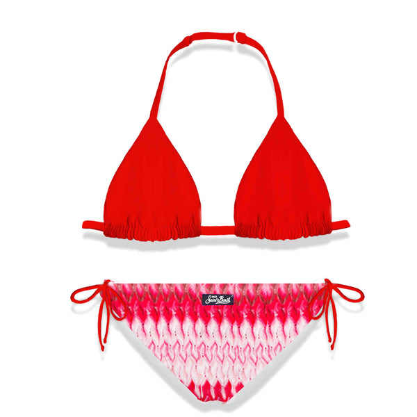 Bikini da bambina in maglia Chevron