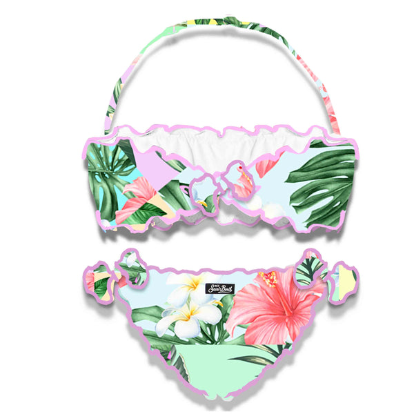 Bandeau-Bikini für Mädchen mit Blumenprint