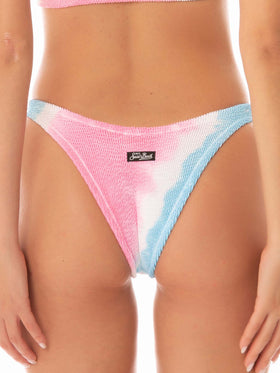 Woman crinkle cheeky swim briefs