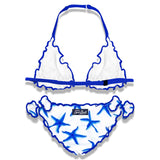 Bikini da bambina a triangolo con stampa stelle marine