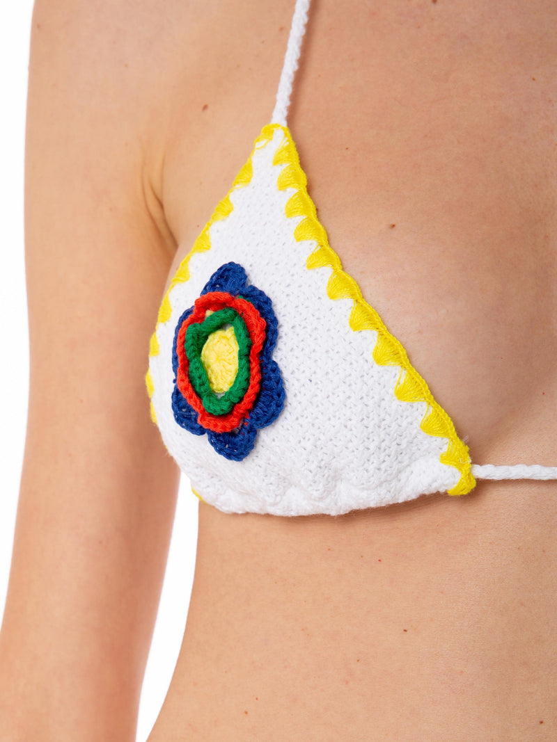 Woman crochet triangle bikini