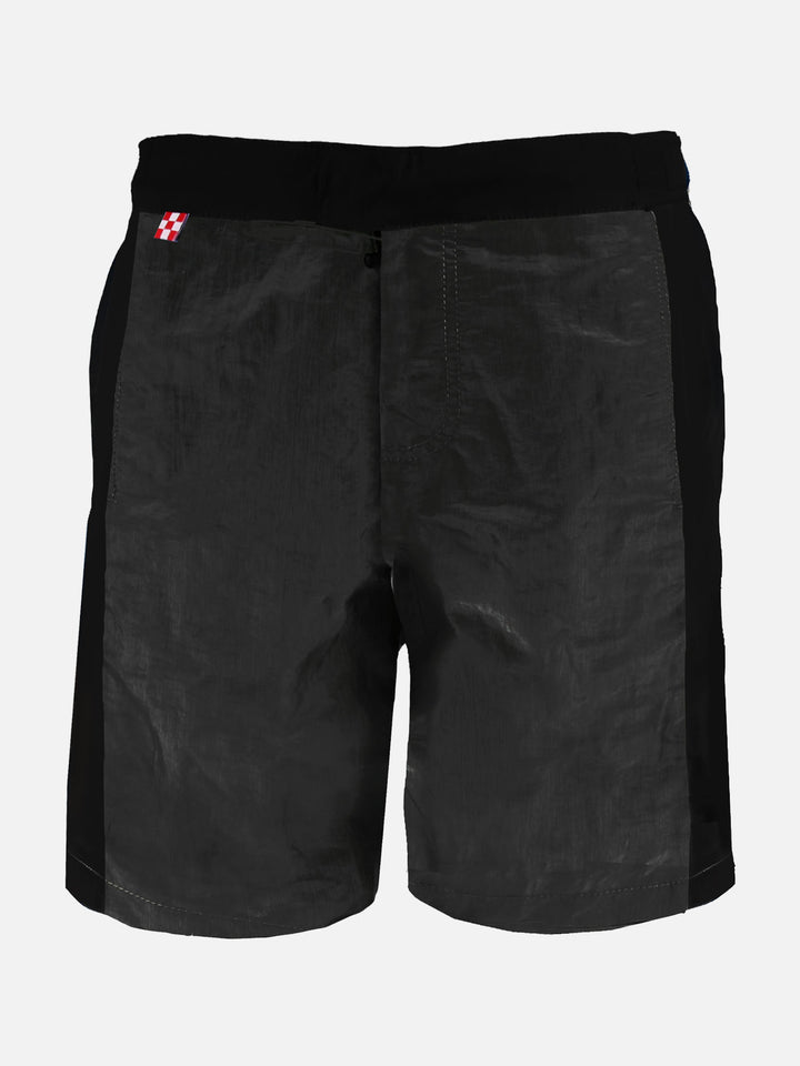 Check swim shorts with contrast lateral band - MC2 Saint Barth