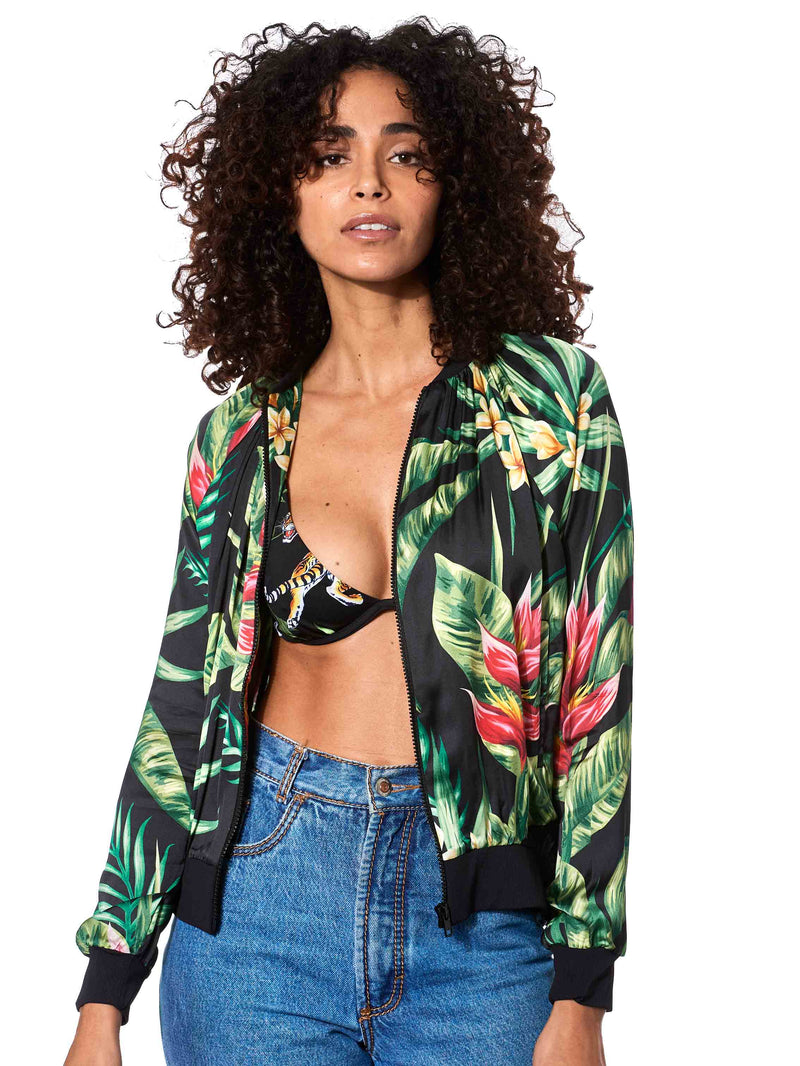 Bomber con stampa tropicale