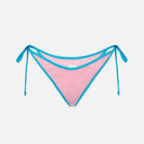 Woman pink terry cheeky swim briefs