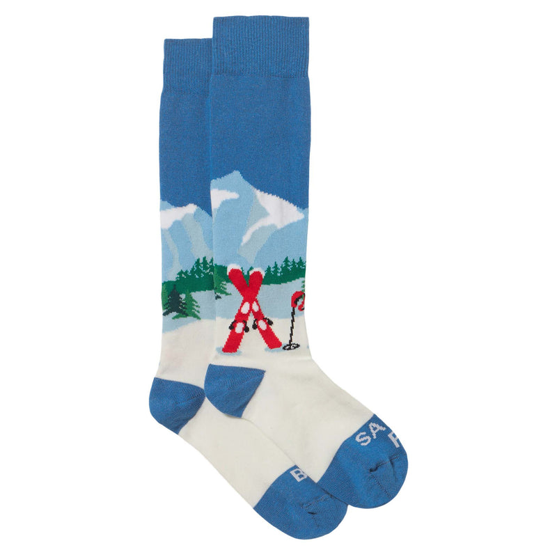 Lange Jungensocken mit Bergpostkarten-Aufdruck