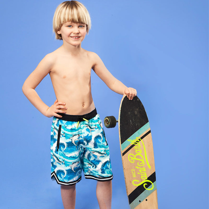 Costume da bagno da bambino stampa squalo stile surf