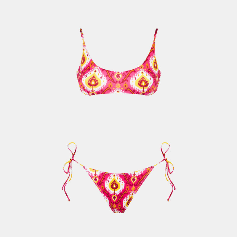 Woman bralette bikini with ikat print