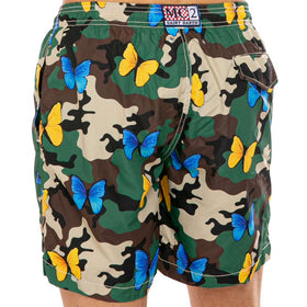 Light fabric man swim shorts butterfly and camouflage print - MC2 Saint Barth