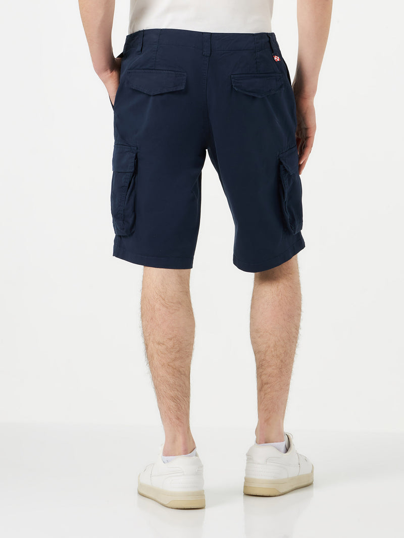 Pantaloncino cargo da uomo in cotone blu