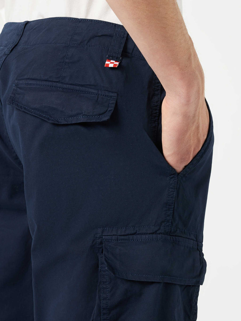 Pantaloncino cargo da uomo in cotone blu