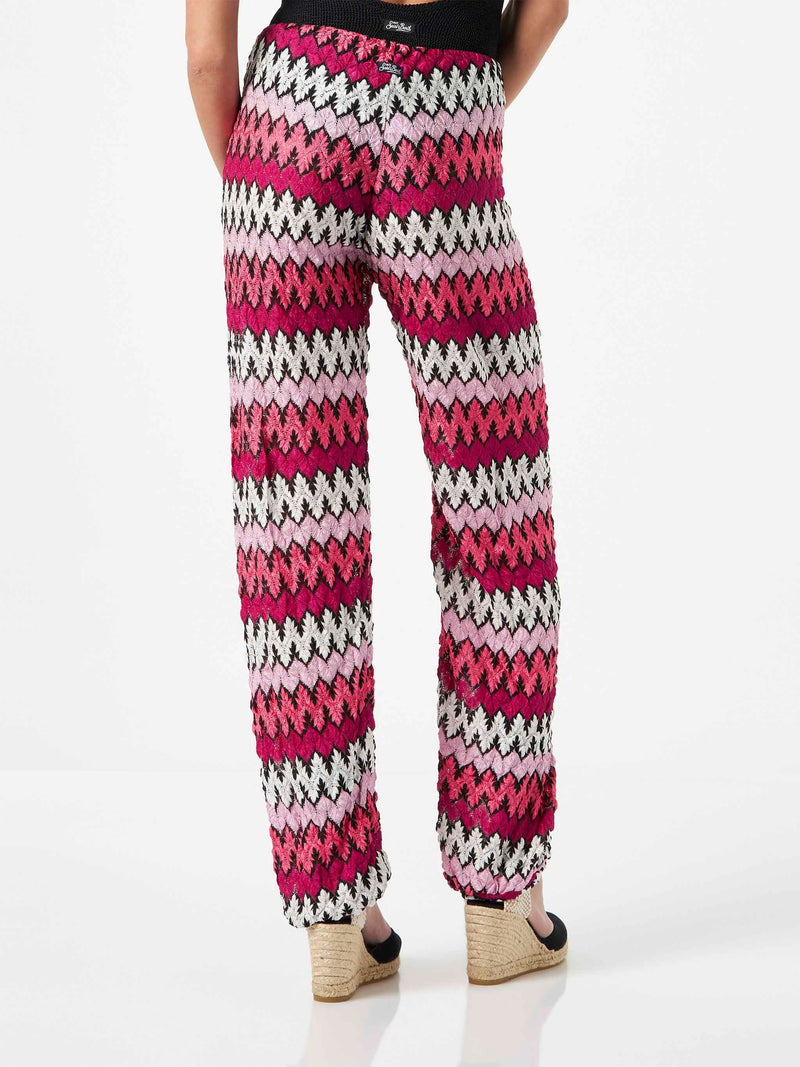 Pantaloni jogger in maglia chevron