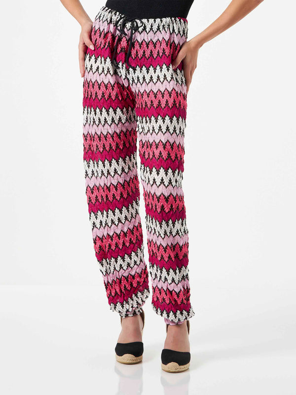 Pantaloni jogger in maglia chevron