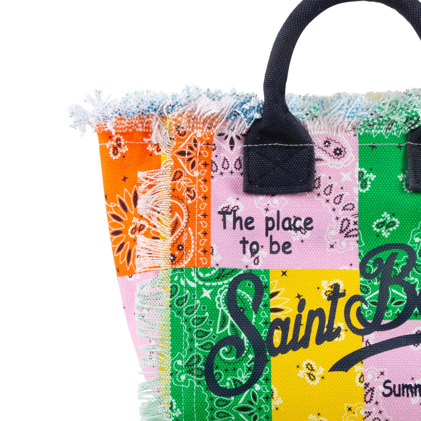 Multicolor bandanna print cotton canvas bag