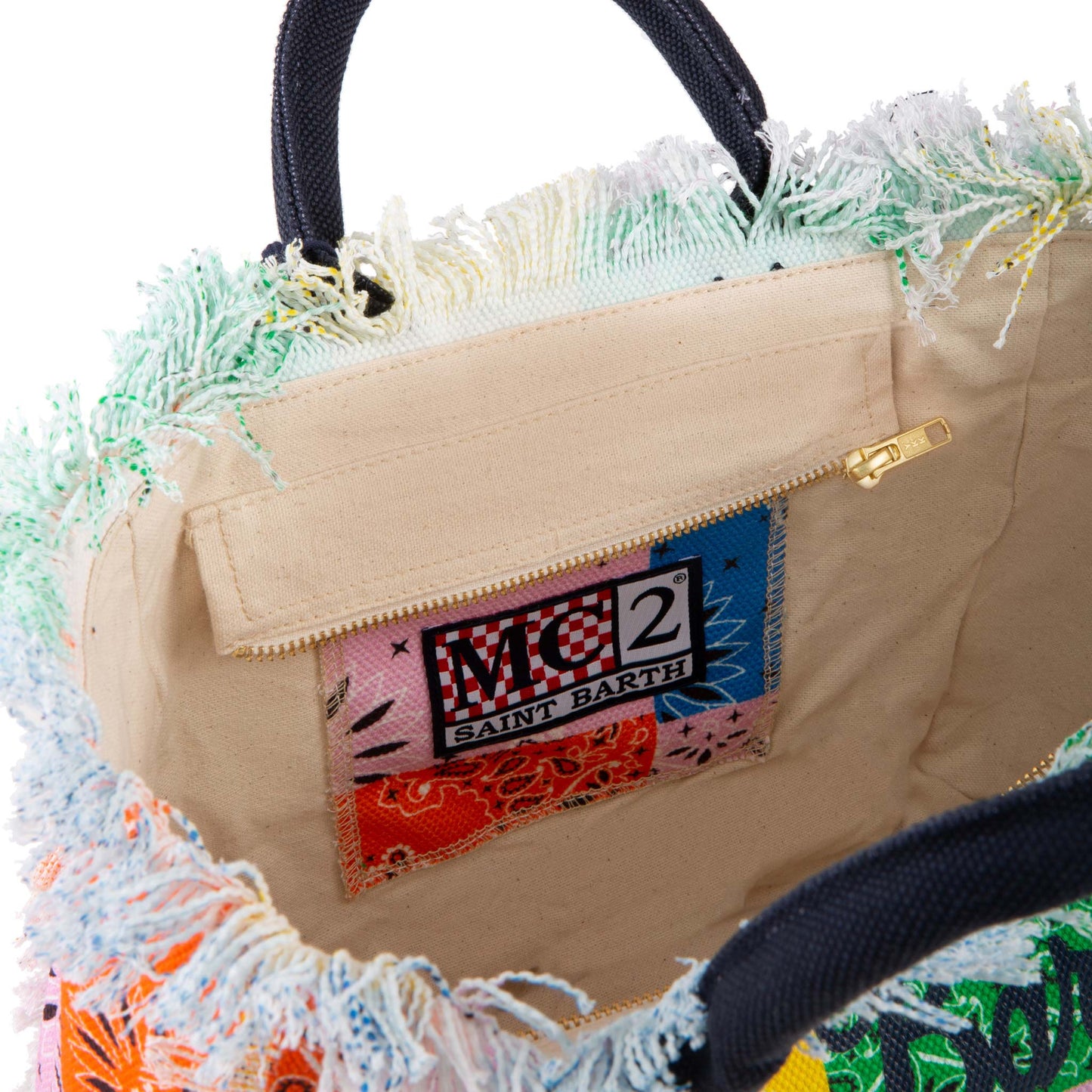 Multicolor bandanna print cotton canvas bag