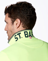 Yellow fluo piquet polo with St. Barth check logo