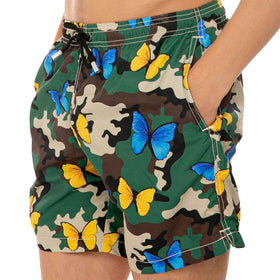 Light fabric man swim shorts butterfly and camouflage print - MC2 Saint Barth