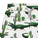 Costume da bagno da bambino con stampa coccodrillo e cactus