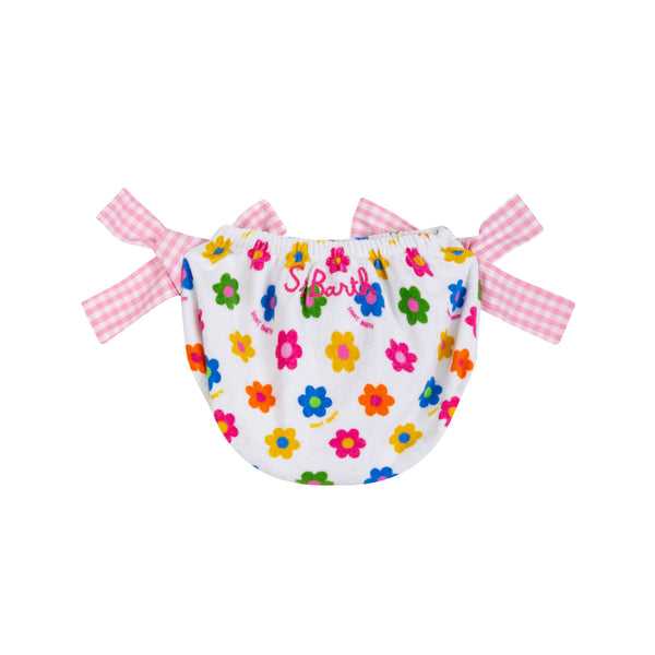 Baby girl terry swim briefs with daisy print