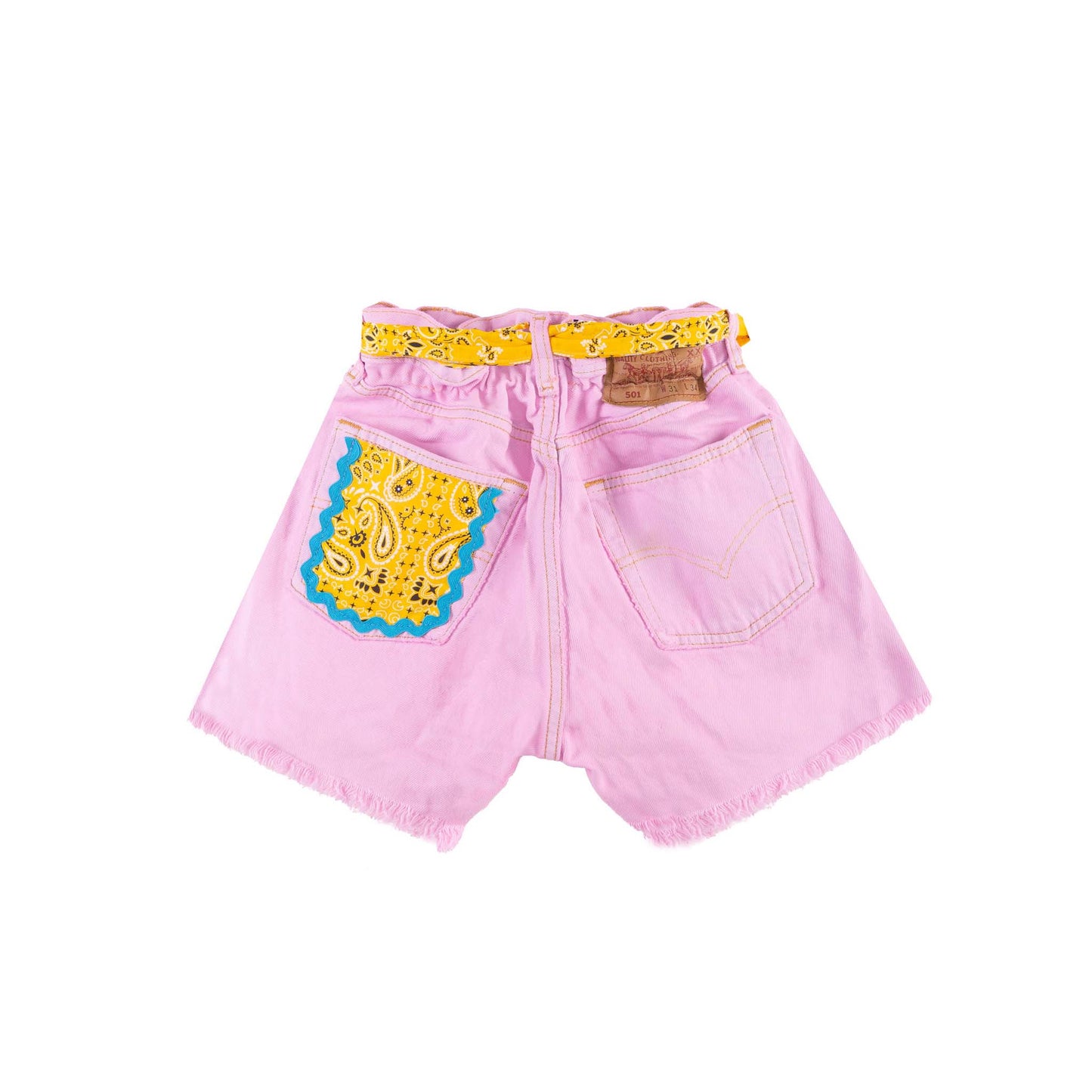 Girl upcycled denim shorts with embroidery