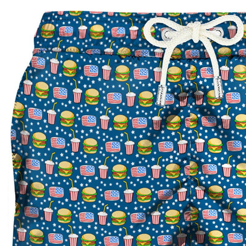 Costume da bagno da uomo in tessuto leggero stampa fast food