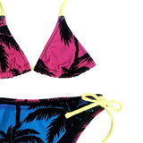 Bikini da bambina con stampa palme sfumate