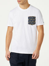 Man cotton t-shirt with ducky print pocket