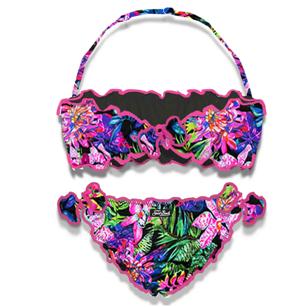 Bandeau-Bikini für Mädchen mit Blumenprint