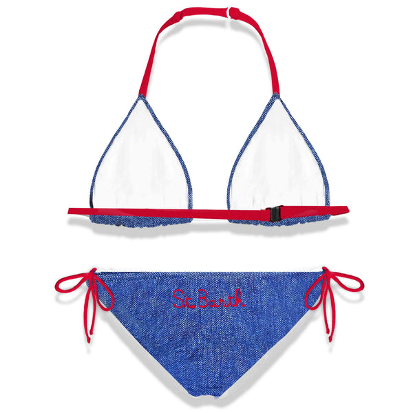 Girl bikini strawberry denim