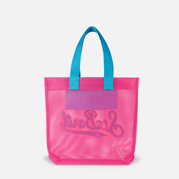 Mesh fuchsia shopper bag with terry patch