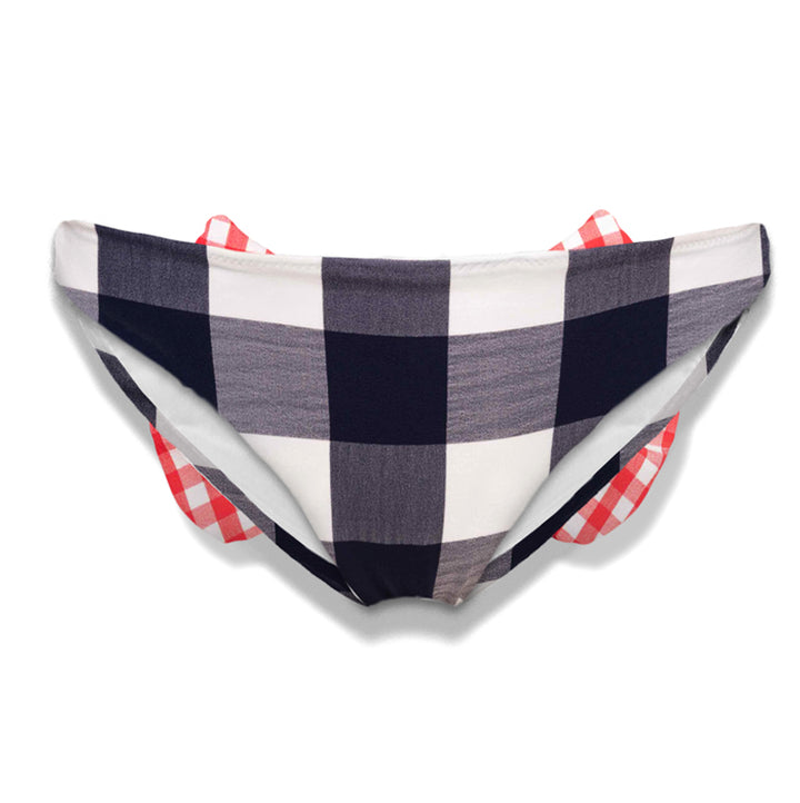 Slip da bagno da bambina con fiocco vichy