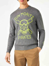 Maglione da uomo grigio ricamo fluo Sun Moritz Pirates 