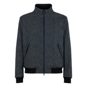 Man mid-weight mélange blue bomber jacket Traveler - MC2 Saint Barth