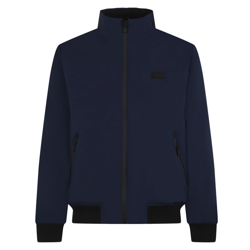 Man blue bomber jacket with sherpa lining